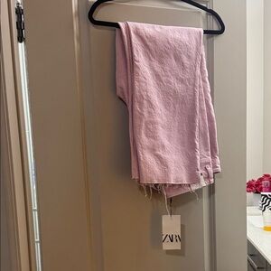 Zara Soft Pink Frayed Hem Pants
